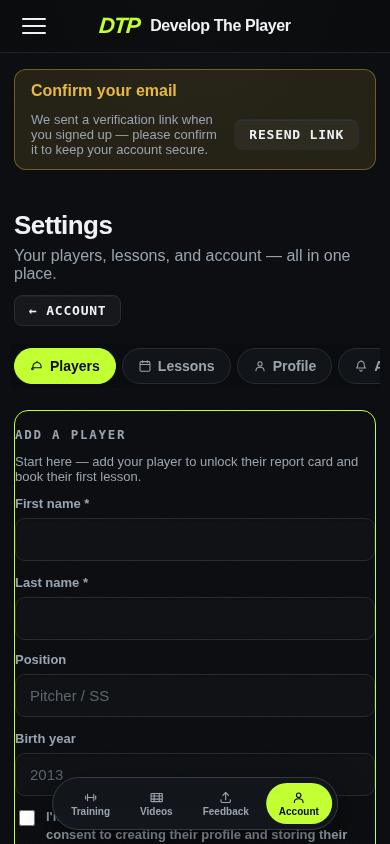 Step 8: Find the “Add a player” form